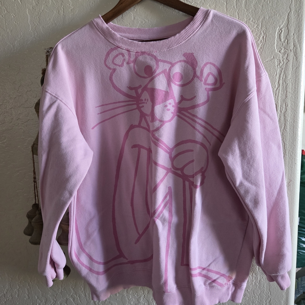 Playful Pink Panther XL Crew Neck Sweatshirt